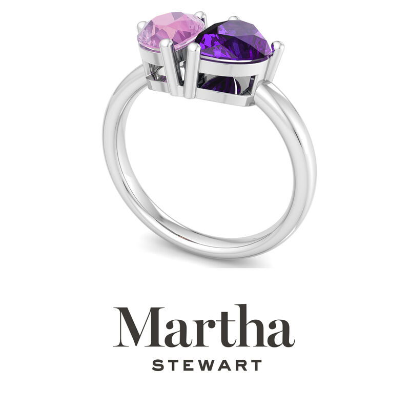 Martha Stewart 2ctw. Pink Sapphire & Amethyst Two Stone Ring In Sterling Silver image number null